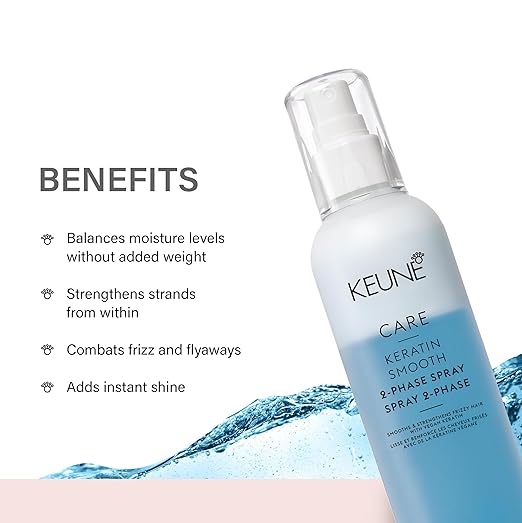 Keune Care Keratin Smooth 2-Phase Spray Smoothing &amp Strengthening Leave-In Conditioner for Smoother Hair 6.8 Fl Oz