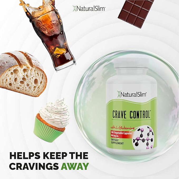 NaturalSlim Natural Appetite Suppressant - Craving Blocker Sugar &amp Refined Carbs Crave Control - Energy &amp Metabolism Booster with L Glutamine &amp Thiamine B1 Supplement - 180 Vegetable Capsu