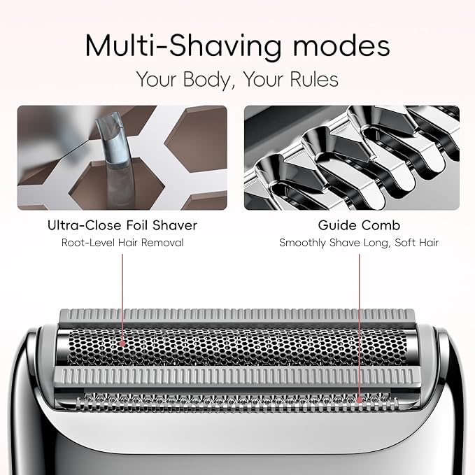 yoose Electric Razors for Women IPX7 Alloy Body Bikini Trimmer for Women (USB-C Trimmer Comb Multi Shaving Modes) Portable Size Sakura Pink