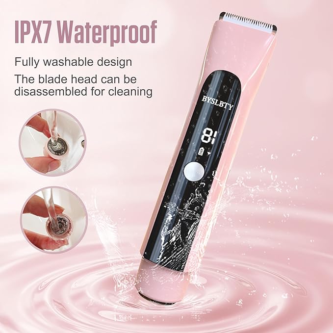Bikini Trimmer for Women - Painless Electric Razors for Silk SkinCordless Body Shaver for Trip IPX7 Waterproof Dual Head Pink