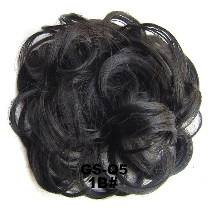 EARSHOT Hair Buns Hair Piece 1 Pack Messy Bun Hair Hoops Ponytail Hair Extensions Synthetic Donut Hair Bun Curly Wavy Hair Bun Wigs for Women Hair Accessories For Girls (Color : 1B)