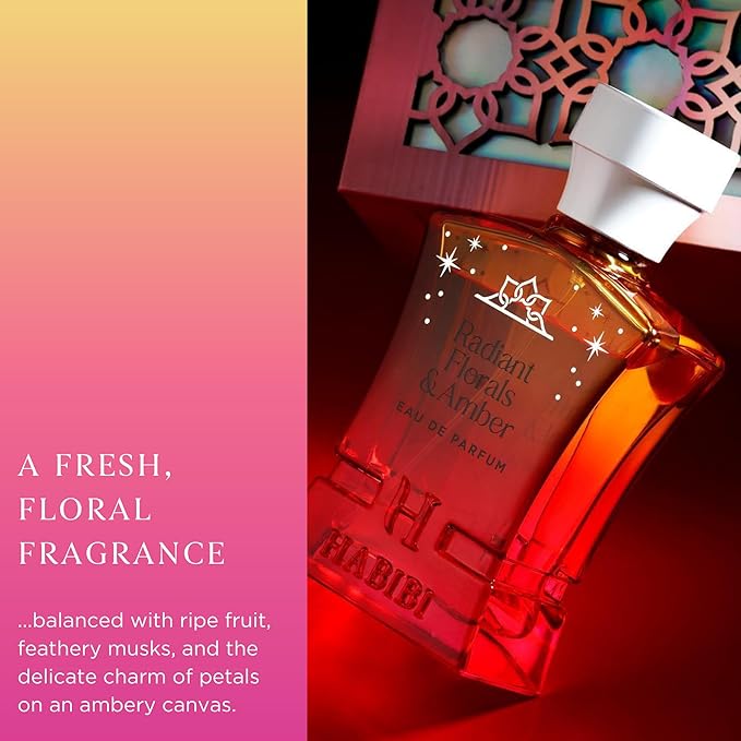 H HABIBI Radiant Florals &amp Amber Musk Arabian Perfume for Women ? 2.5 oz (75ML) Long Lasting Women's Fragrance Soft Floral Scent with Violet Rose &amp Jasmine Notes