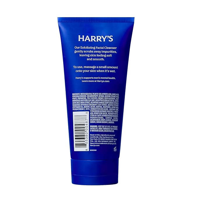 Harry's Exfoliating Face Wash for Men Gentle Facial Skin Care Products with Volcanic Rock Exfoliant Dermatologist Tested 5.1 Fl. Oz 3 Pack