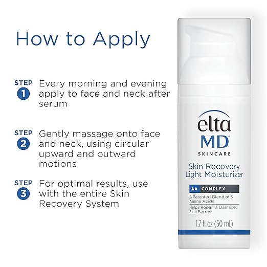 EltaMD Skin Recovery Light Face Moisturizer for Dry Skin Oil Free Moisturizer for Face and Acne Prone Skin Care 1.7 oz Pump