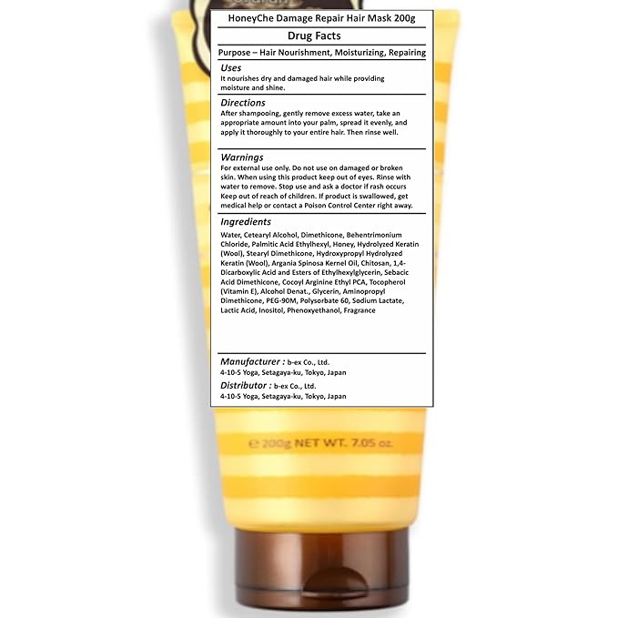 Honey-Che Damage Repair Hair Mask 200g - Honey Infused Hair Mask for Damaged Hair - Deep Conditioning Treat-ment - Hydrating &amp Moisturizing Softens &amp Restores - Ideal for Dry Frizzy Curly H