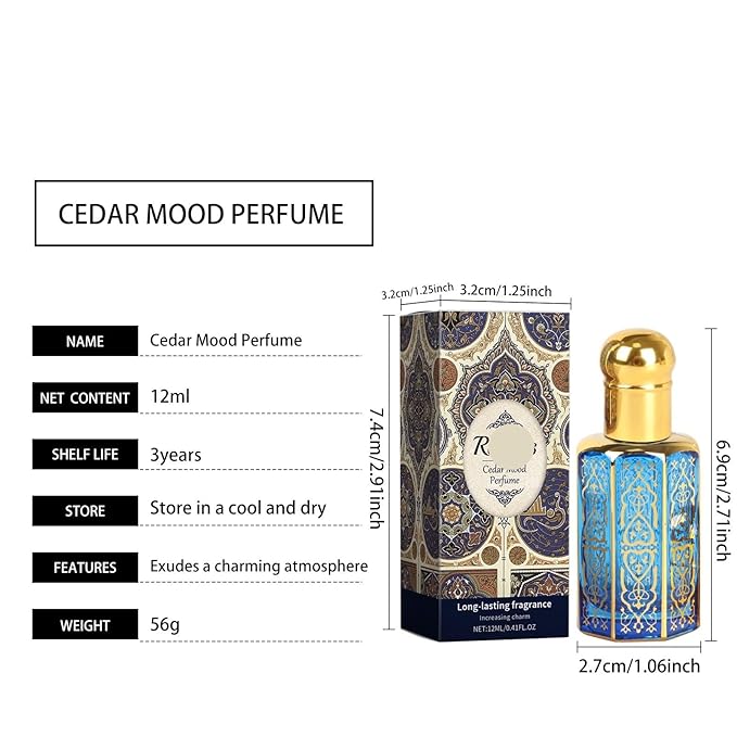 Cedar Ambiance Roll-On Perfume - Mild Long-Lasting &amp Portable Fragrance For Charming Dates(2PCS)