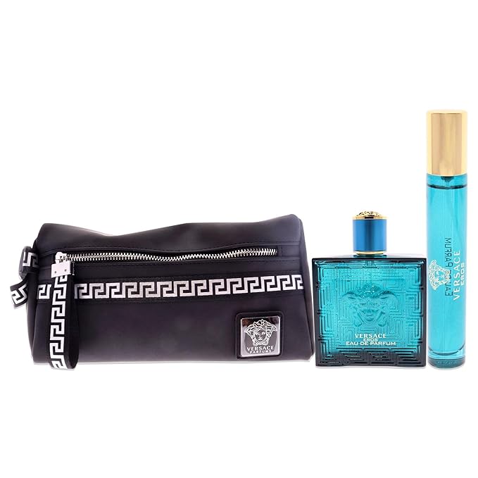 Versace Versace Eros Men 3.4oz EDP Spray 0.3oz EDP Spray Pouch 3 Pc Gift Set