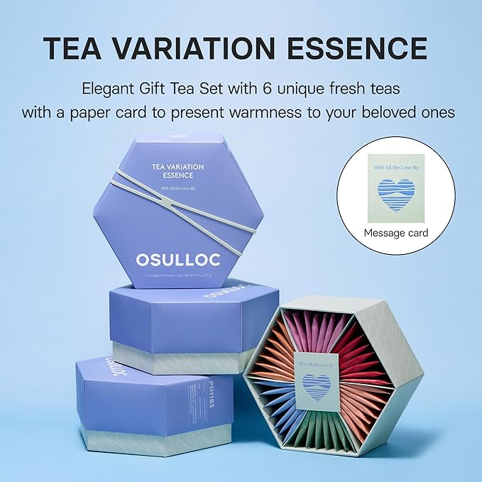 OSULLOC TEA VARIATION ESSENCE (42 Count 6 Types x 7 ea) Christmas gift guide Premium Tea Gift Set Special Thank You Card attached