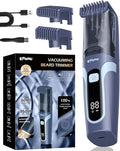 Beard Trimmer for Men Auto-Vaccum Rechargeable Electric Men Beard Trimmers with 2 Combs 1-20mm Adjustable Length Dial Waterproof Cordless Mustache Trimmer for Face Stubble