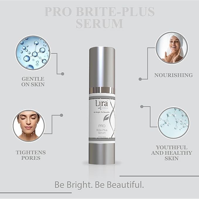Lira Clinical PRO Brite-Plus Serum - Hydration &amp Dark Spot - Tranexamic Acid Serum Ferulic Acid &amp Vitamin C - Brightens Firms &amp Minimizes Pores &amp Skin - For All Skin Types - 0.5 fl o