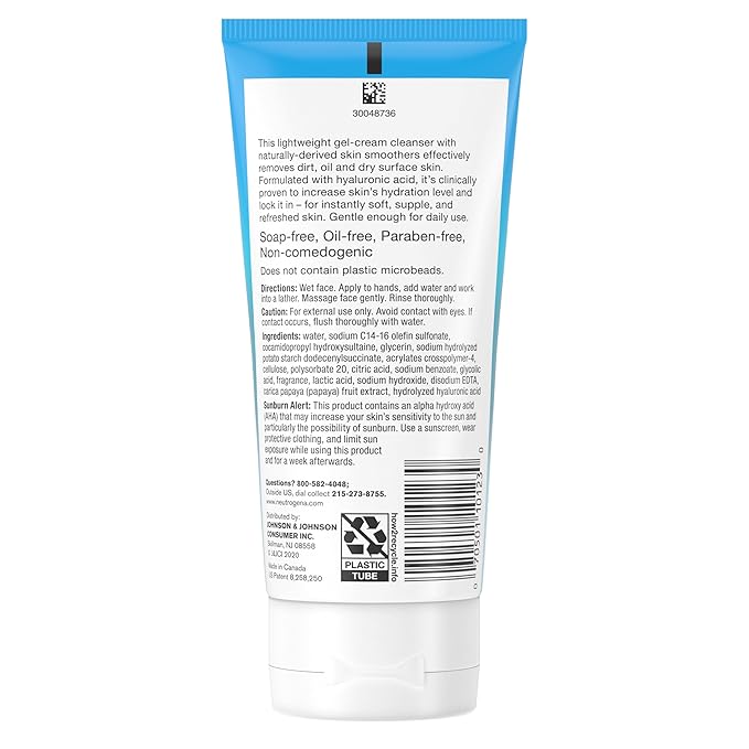 Neutrogena Hydro Boost Gentle Exfoliating Daily Facial Cleanser with Hyaluronic Acid Clinically Proven to Increase Skin's Hydration Level Non-Comedogenic Oil- Soap- &amp Paraben-Free 5 Oz 3 Pack