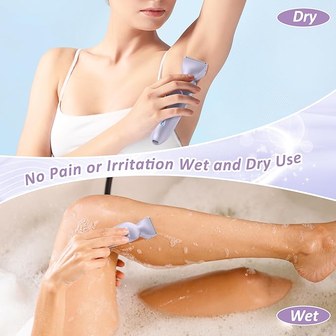 Electric Razors for Women Face Full Body 2-in-1 Bikini Trimmer and Shavers for Womens Legs Arms Underarm Pubic Hair Comfort Smooth Lady Body Trimmers IPX7 Waterproof Wet and Dry USB-C Rechargeable