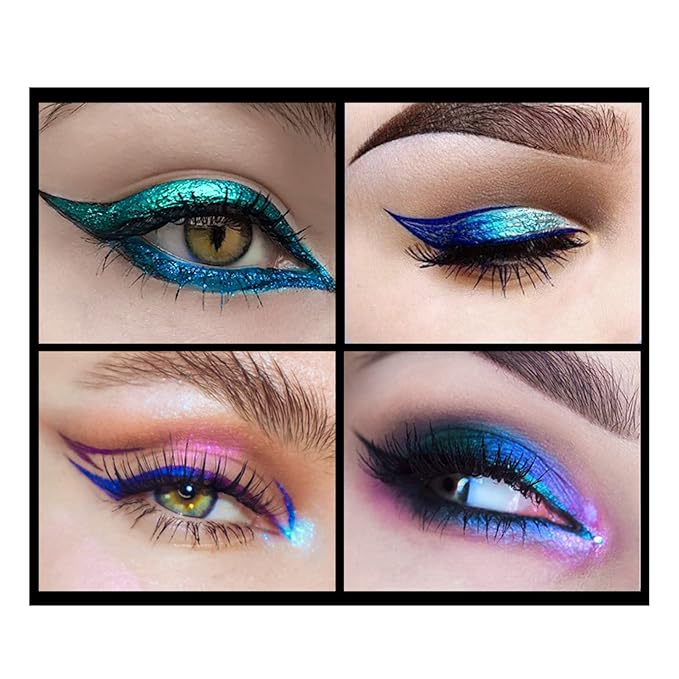 Corleone Glitter Liquid Eyeliner Metallic Change Color Rainbow Eyeliner Gel MultiColor Highly Pigmented Waterproof Longer-Lasting Colorful Eye Liner Gift Kit for Women and Girls