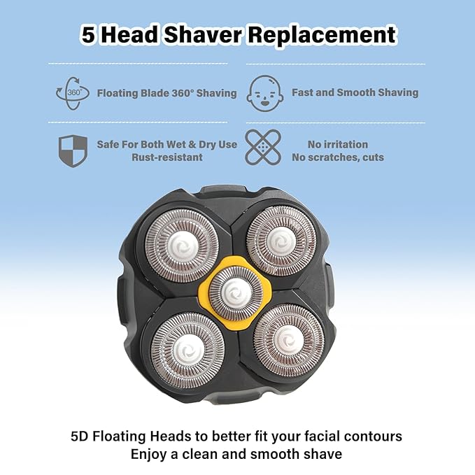 Replacement Heads Compatible with Microtouch Titanium Electric Head Shaver Titanium Razor Replacement Blades For Micro touch Head Shaver Hypoallergenic Hair Clippers Blades For Bald Men - 4 Pack