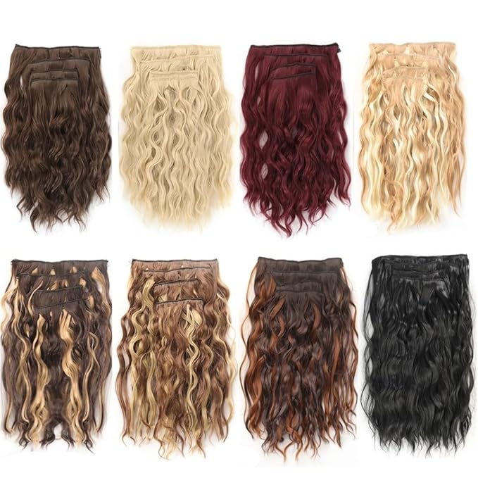 Short Curly Synthetic 4-piece Set Of Water Ripple Hair Extension Wig Clip In Woman's Clip Hair Accessories Hairpiece(118)