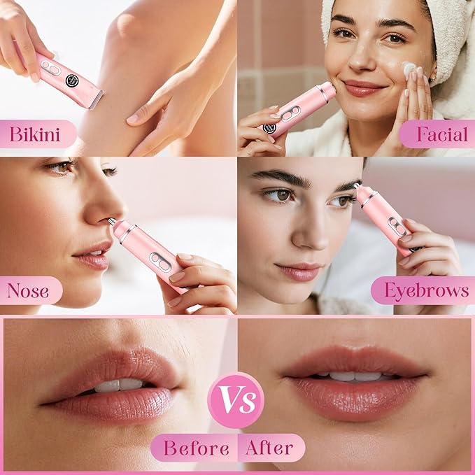 Bikini Trimmer for Women|Hair Removal Shaver - Painless Electric Razor Cordless Body Shaver for Travel Replaceable Lady Facial Razor|Trim Nasal/Eyebrows IPX7 Waterproof&ampEasy Cleaning Ceramic B