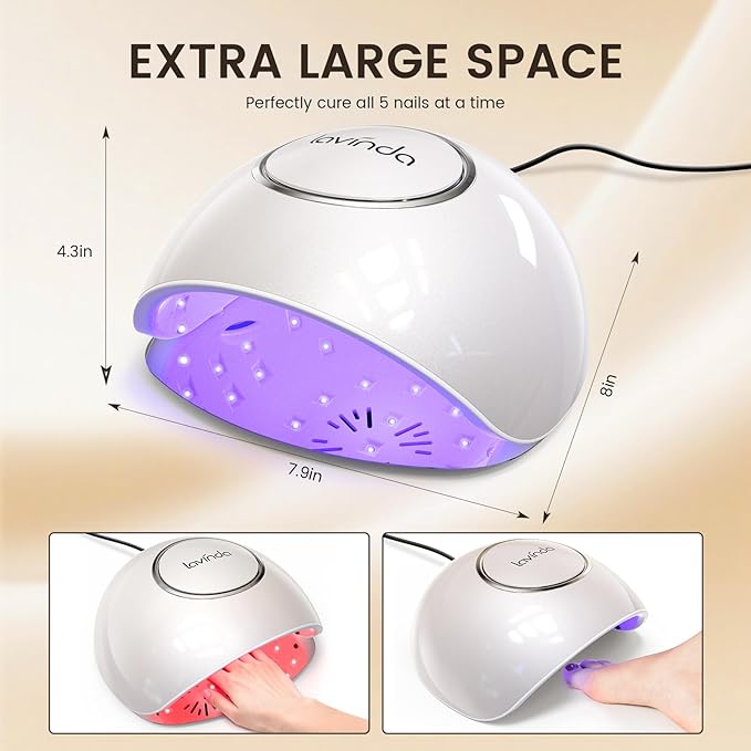 Lavinda 2-in-1 UV LED Nail Lamp with Red Light Skincare 54W UV Light for Gel Polish Nails Professional Fast Curing Nail Dryer with Auto Sensor &amp 4+2 Timer Settings Nail Art Tools for Salon Home