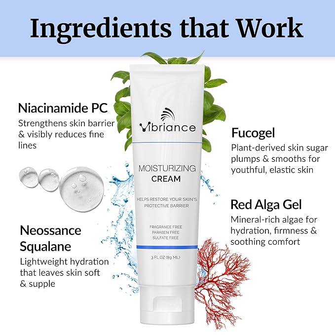 Vibriance Moisturizing Cream | Anti Aging Moisturizer for Face with Squalane Niacinamide | Moisturizer for Aging Skin | Day/Night Face Cream for Older Women 60 Plus