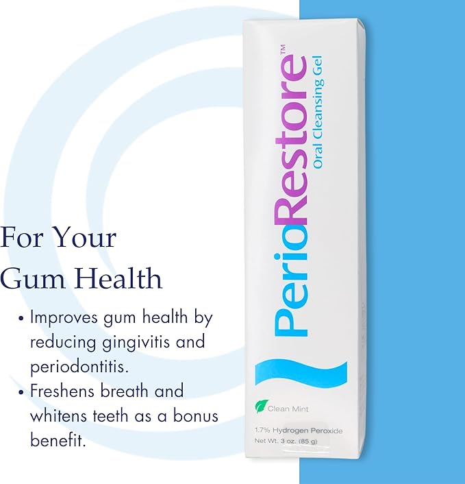 Perio Restore Gel 3 Ounce Tube 1.7% Hydrogen Peroxide Oral Cleansing Treatment Gel. Mint Flavor