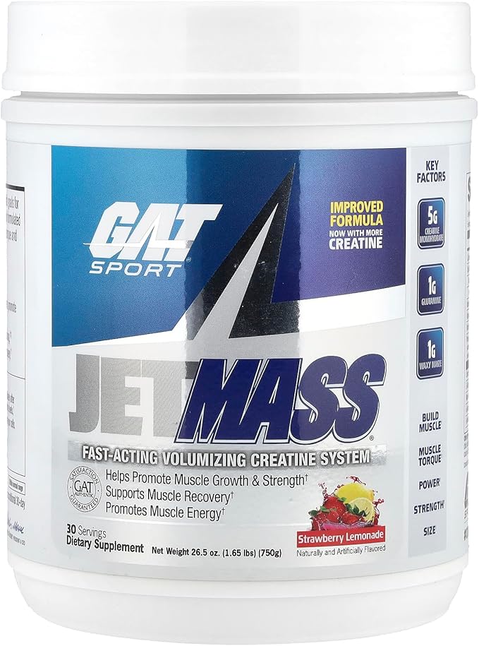 GAT SPORT JetMass Fact-Acting Volumizing Creatine System 30 Servings (Strawberry Lemonade)
