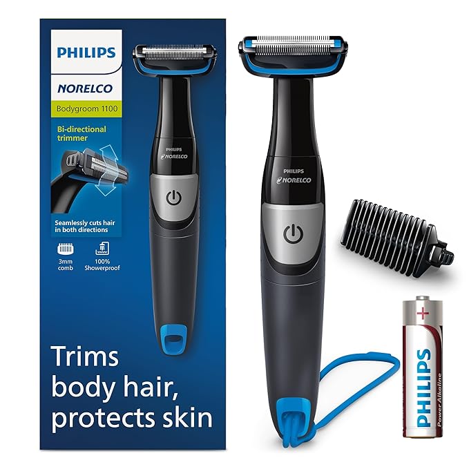 Philips Norelco Bodygroom Series 1100 BG1026/60 Showerproof Body Hair Trimmer and Groomer for Men