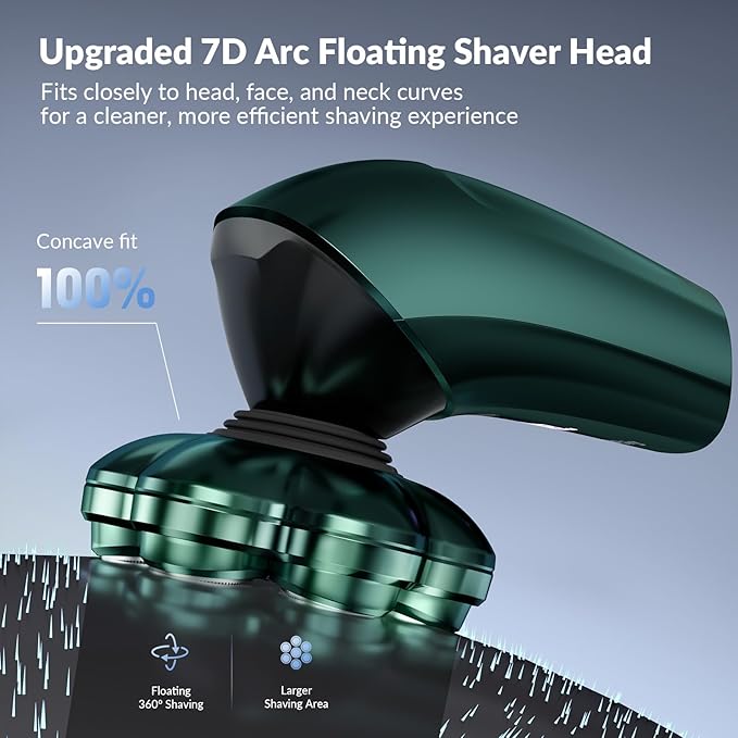 Head Shavers for Bald Men - 7D Arc Electric Razor with Magnetic Detachable Head Waterproof Wet Dry 5-in-1 Electric Shaving &amp Grooming Kit LED Display Rechargeable Head &amp Body Hair Shaver