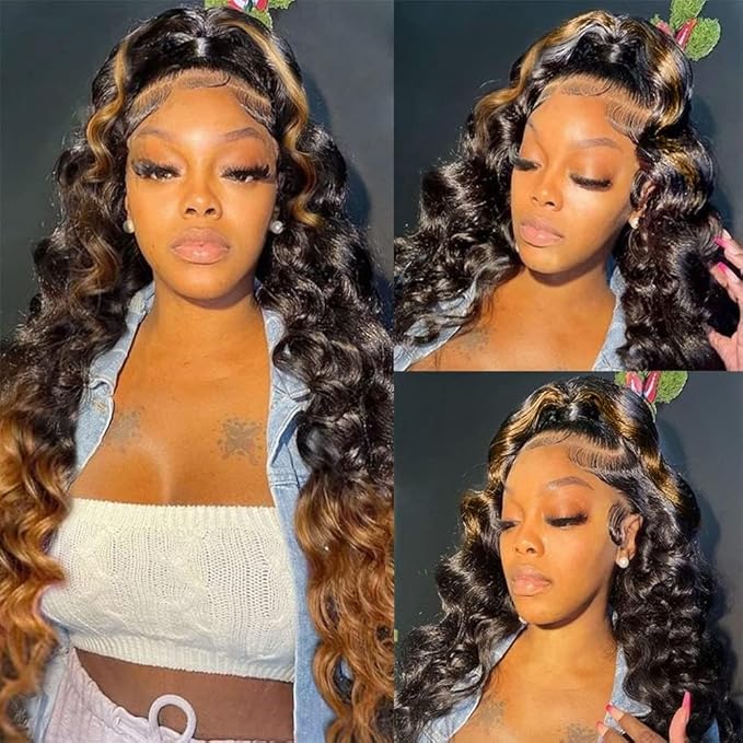 250 density 12A 360 Lace front wigs human hairOmbre 360 Lace Front Wigs Human Hair For Women Highlight Honey Lace Human Hair Wig Glueless Wig Body Wave Lace Front Wigs