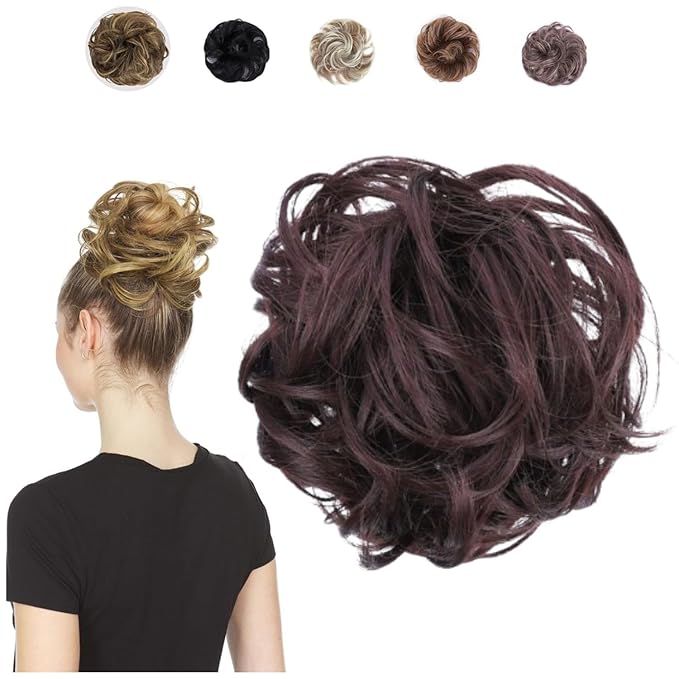 Juvabun Hair Extensions Dark Brown ? Soft Curly Hair Extensions Clip-In for Natural Volume &amp Quick Updo Styling Hair Bun Maker