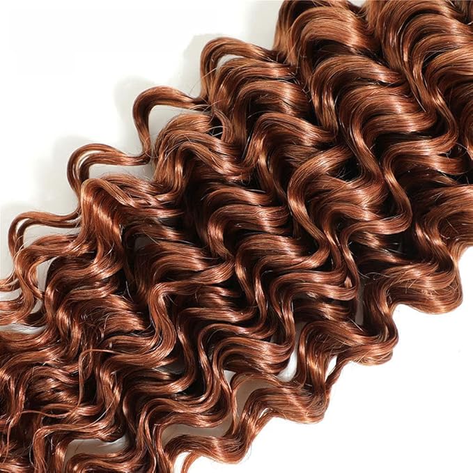 Color #30 Brown Bundles Human Hair Deep Wave 3 Bundles 22 22 22 Inch Unprocessed Brazilian Virgin Remy Light Brown Deep Wave Bundle Human Hair Extensions