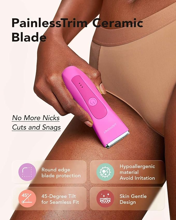 MANSPOT LADYSPOT??Hair Shaver for Women Shaving Sets with 3 Gurad and Replaceable Ceramic Blade Heads No Nick No Cut No Razor Burn Waterproof Wet/Dry 90 Minutes Shaving (Women-Rosered-Version)