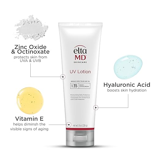 EltaMD UV Lotion Body Sunscreen SPF 30+ Sunscreen Body Lotion with SPF Made with Zinc Oxide and Hyaluronic Acid