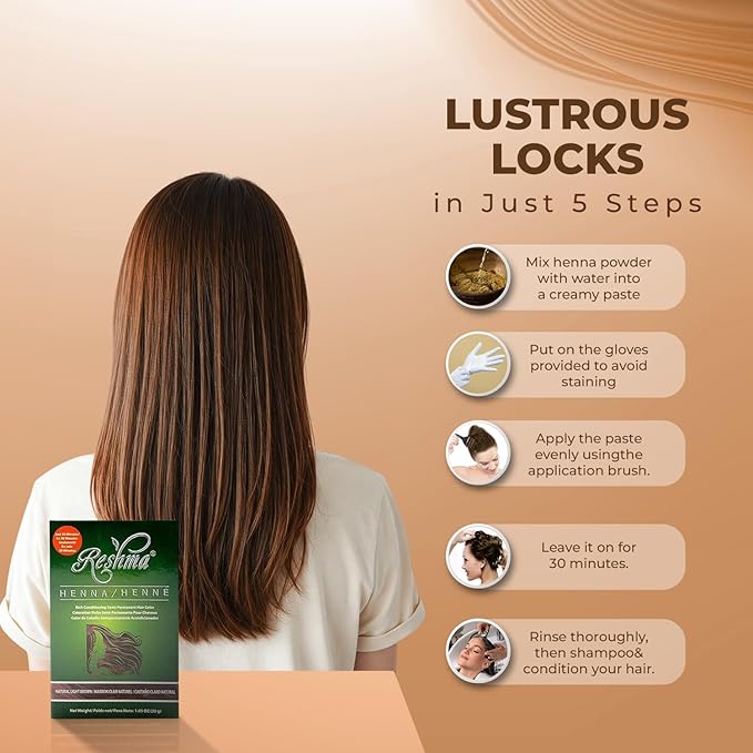 Reshma Beauty 30 Minute Henna Hair Color Infused with Organic Henna Lawsonia Inermis 100% Gray Coverage for Soft Shiny Hair Plant-Based Hair Dye?12.6 oz Pack of 12 (Light Brown)