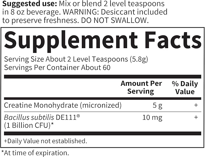 Creatine Monohydrate Powder for Women and Men by Garden of Life Micronized Pre Workout with Probiotics for Muscle Strength Performance Sport Amino Energy About 60 Easy to Mix Unflavored Servings