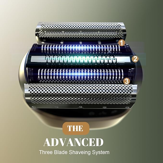Electric Foil Shaver for Men: Portable Electric Razor for Beard/Face 3 Floating Blade LED Display USB-C Fast Rechargeable IPX7 Waterproof for Travel &amp HomeMatte Brown