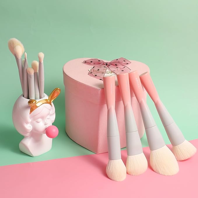 Docolor 14Pcs Makeup Brushes Premium Synthetic Makeup Brush Set Includes 9pcs Eye Brushes5pcs Synthetic Face Brushes Perfect for FoundationBlushBronzerContourEyeshadow &amp Powder-Small Waist Se