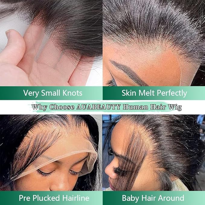 32 Inch 13x4 Body Wave Lace Front Wigs Human Hair 250 Density HD Lace Front Wigs Pre Plucked Brazilian Virgin Human Hair Wigs for Women Glueless Frontal Wigs Natural Color Body Wave Wig