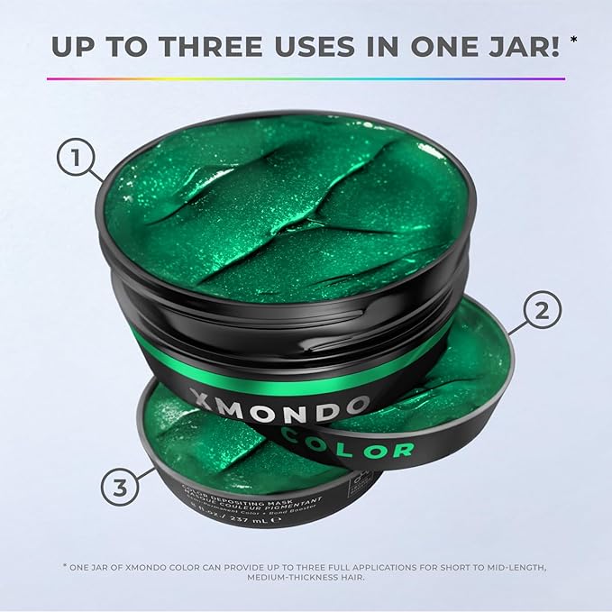 XMONDO Color Super Green Depositing Mask &amp Semi-Permanent Green Dye | Infused with Bond Booster Technology &amp Hyaluronic Acid for Nourishment Revitalization &amp Repair Vegan Formula 8 Fl O