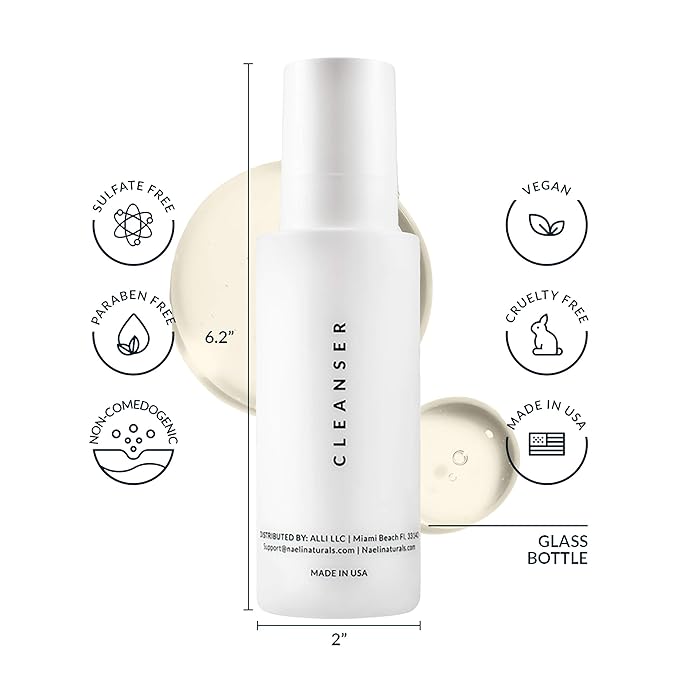 Gentle Face Cleanser - All Natural Anti Aging Vitamin C Face Wash for Sensitive &amp Dry Skin with Hyaluronic Acid &amp Antioxidants - Vegan &amp Cruelty Free 4 oz