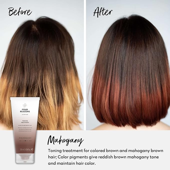 Four Reasons Color Mask - Mahogany 27 Colors) Toning Treatment Color Depositing Conditioner Tone &amp Enhance Color-Treated Hair - Semi Permanent Hair Dye Vegan and Cruelty-Free 6.76 fl oz
