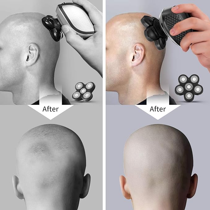 Head Shavers for Men - Upgraded Multifunctional Bald Head Shaver Waterproof Electric Razor for Men Cordless Rechargeable Shaving Grooming Kit (Gray)
