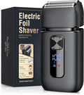 Brightup Foil Shaver Mens Electric Razor Shavers for Men with Trimmer Cordless USB-C Rechargeable Waterproof Double Floating Blades for Close Shaving Face 2 Speed LED Display&ampTravel Pouch Gr