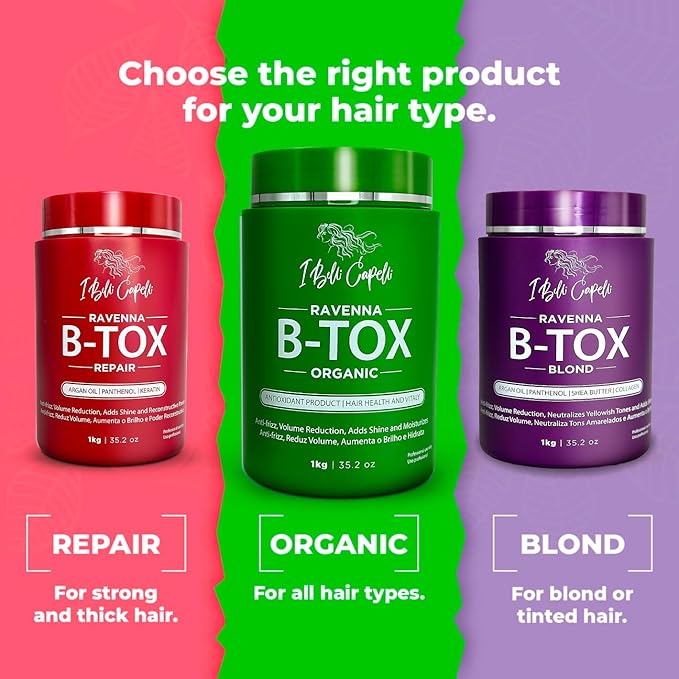 I Belli Capelli Ravenna Organic Hair B-tox Treatment - Formaldehyde-Free Anti-Frizz Smoothing for Hair - 35.2 oz (1kg)