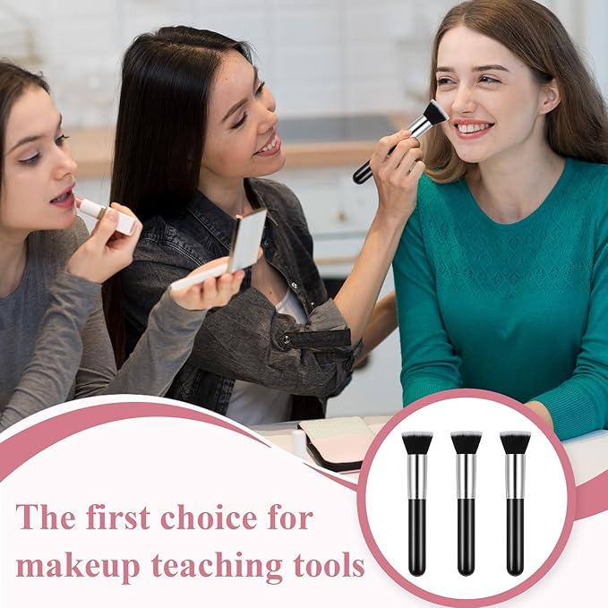 20 Pcs Flat Top Foundation Brush Makeup Brushes Blush Brush Liquid Foundation Brush for Liquid Cream Powder Blending Buffing Stippling Face Makeup Tool