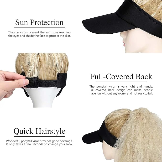 Women's Baseball Hat Wig Visor Hat Wig Wool Short Curly Hair Wig Ponytail Braid Wavy Wig Synthetic Hair Extensions