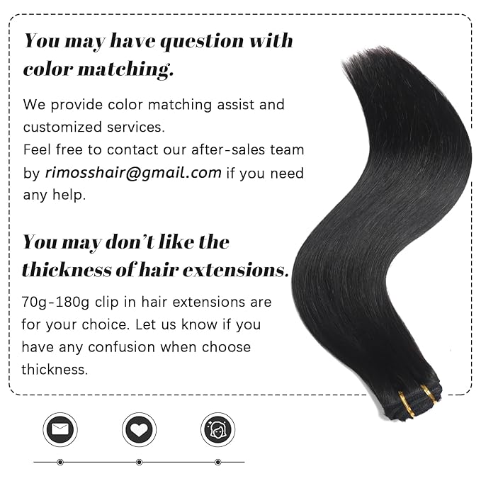 Clip in Hair Extensions Real Human Hair -140g 7pcs Jet Black - Hair Extensions Real Human Hair Clip ins Straight for Women (#1 16 Inch)