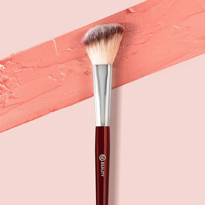 BK BEAUTY 112 SMALL ANGLED FACE BRUSH ? Precise Angled Blush Brush for Soft Natural Blend Ideal for Blush on Smaller Faces &amp Highlighting