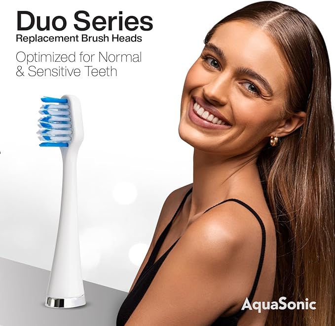 AquaSonic Duo Series Replacement Brush Heads | for Normal &amp Sensitive Teeth | Compatible with Duo Series &amp Home Dental Center Toothbrush Handles | NOT Compatible with Duo Series Pro