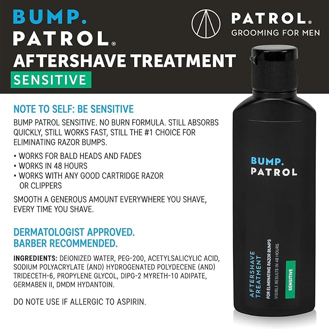 Bump Patrol Sensitive Strength Aftershave Formula - Gentle After Shave Solution Eliminates Razor Bumps and Ingrown Hairs - 2 Ounces 2 Pack