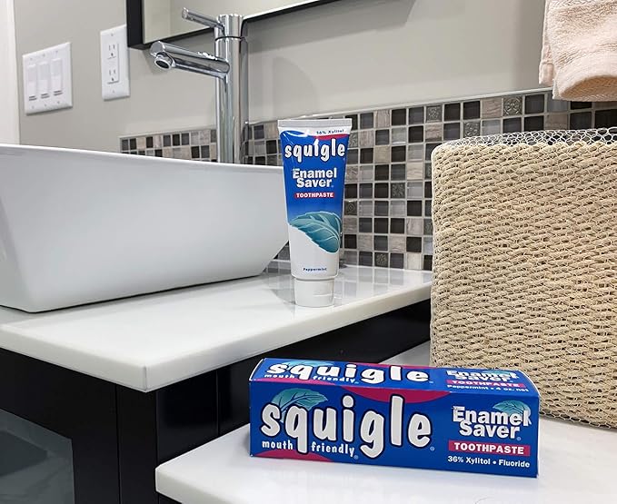 Squigle Enamel Saver Toothpaste (Canker Sore Prevention &amp Treatment) Prevents Cavities Perioral Dermatitis Bad Breath Chapped Lips - 4 Pack