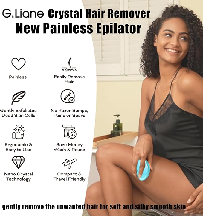 Crystal Hair EraserUpgraded Painless Crystal Hair RemoverEffective Nano Glass Hair Removal Device and Skin ExfoliationBody Epilator for Women and Men(Aqua)